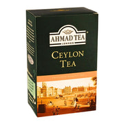 Ahmad Tea Ceylon -tee 500 g:n pakkauksessa klassisella kaupunkikuvituksella.