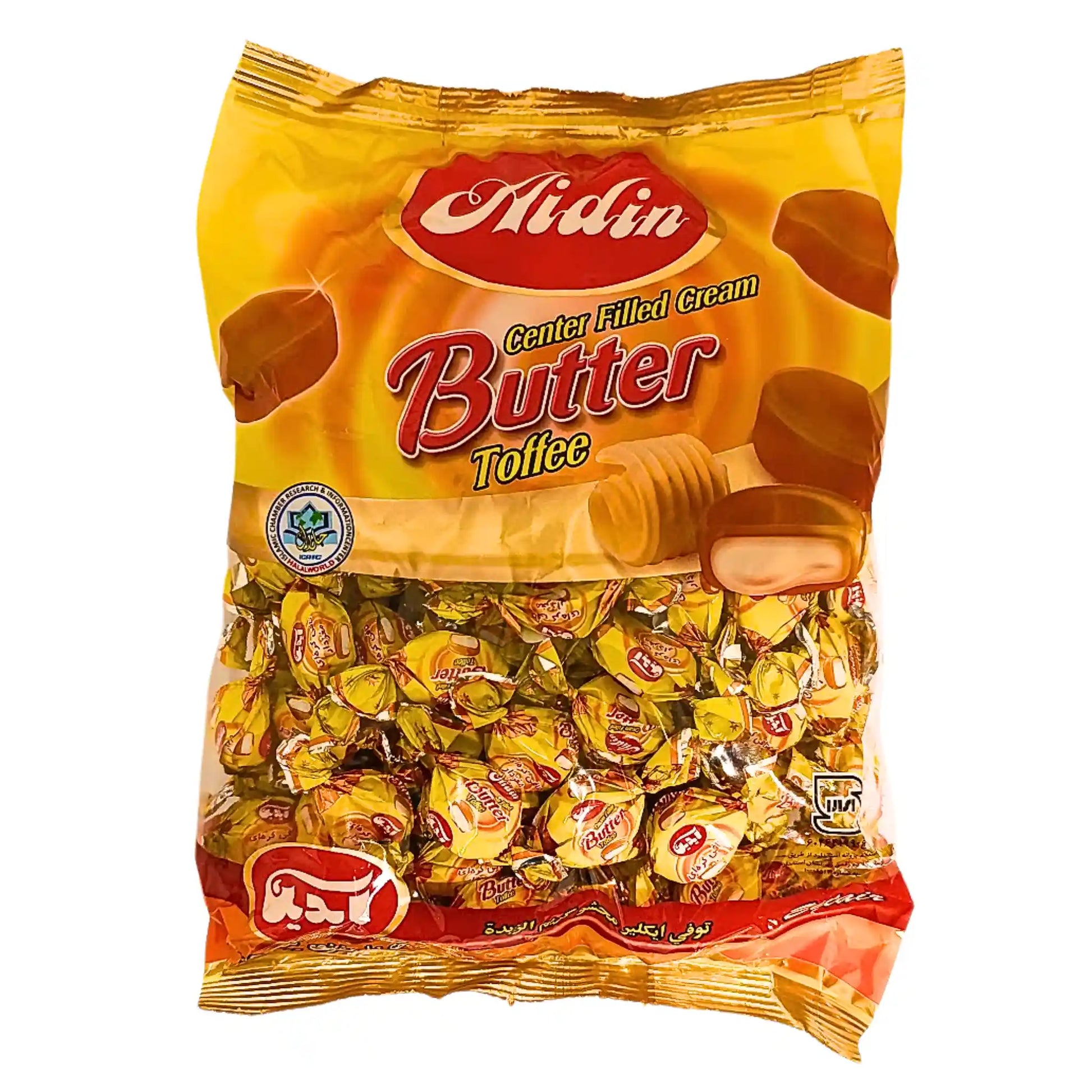 Pussi, jossa on Aidin voikaramellia, keskellä olevaa iranilaista toffea, 1 kg, itäinen makeinen.