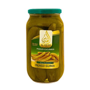 Purkki Al Quds -salaattikurkkuja itämaista suolakurkkua 1kg valkoisella taustalla
