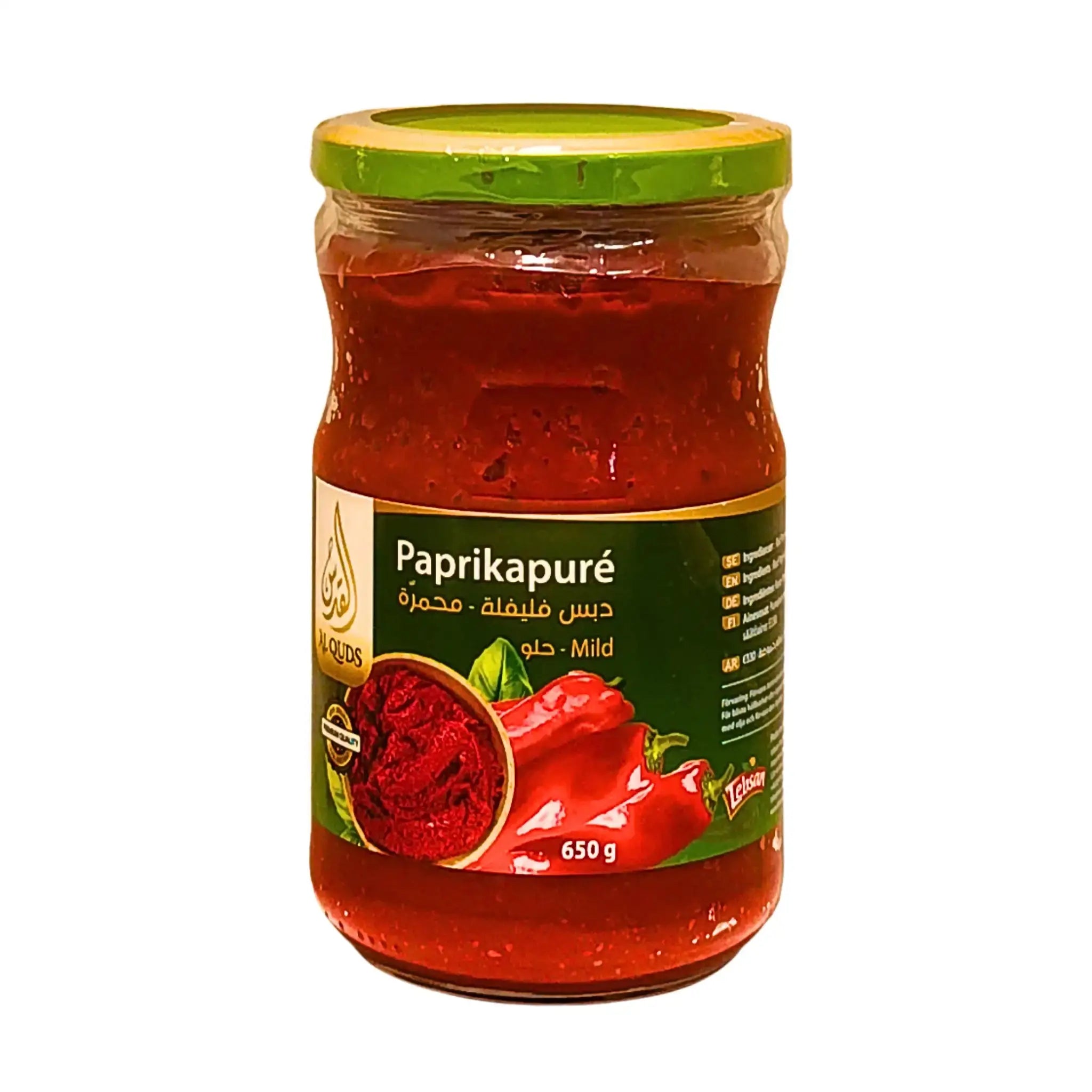Purkki hellää paprikamuusia 650 g, punainen paprika ja vihreä kansi, itämainen ruoka