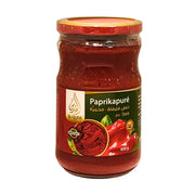 Lasipurkki voimakasta paprikamuusia 650 g, punainen etiketti paprikakuva, itämaisia elintarvikkeita
