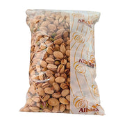 Albina paahtopistakset kuorissa, 1 kg:n muovipakkauksessa, itämaiset pähkinät.