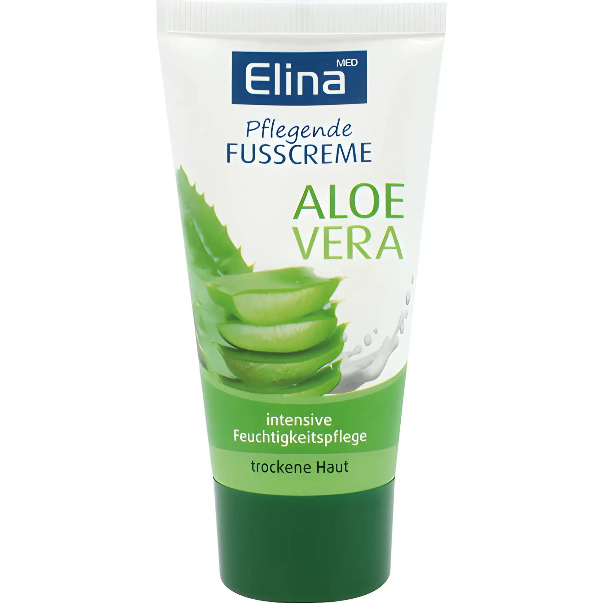 Jalkavoide aloe veralla vihreässä putkessa, kosteuttava kuivalle iholle