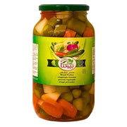 Lasiastia itämaisia suolakurkkua, Beutna Mix Pickles 1300 g valkoista taustaa vasten