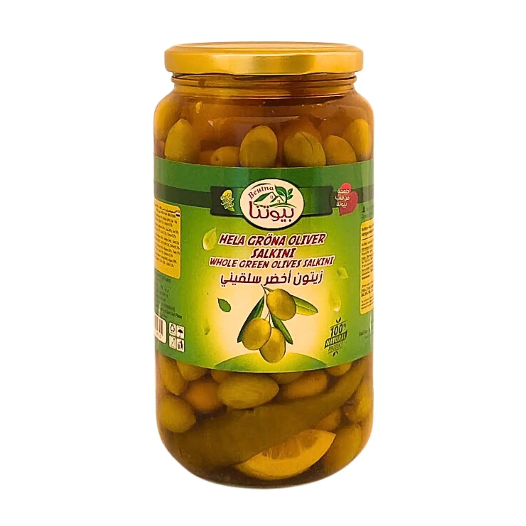 Lasiastia kokonaisia vihreitä oliiveja Salkini, itämaisia suolattuja, 1300 g