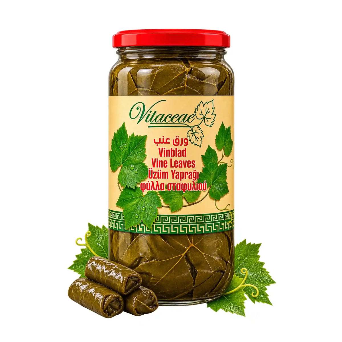 Druvblad i glasburk med röd lock, Vitaceae, 1250 g