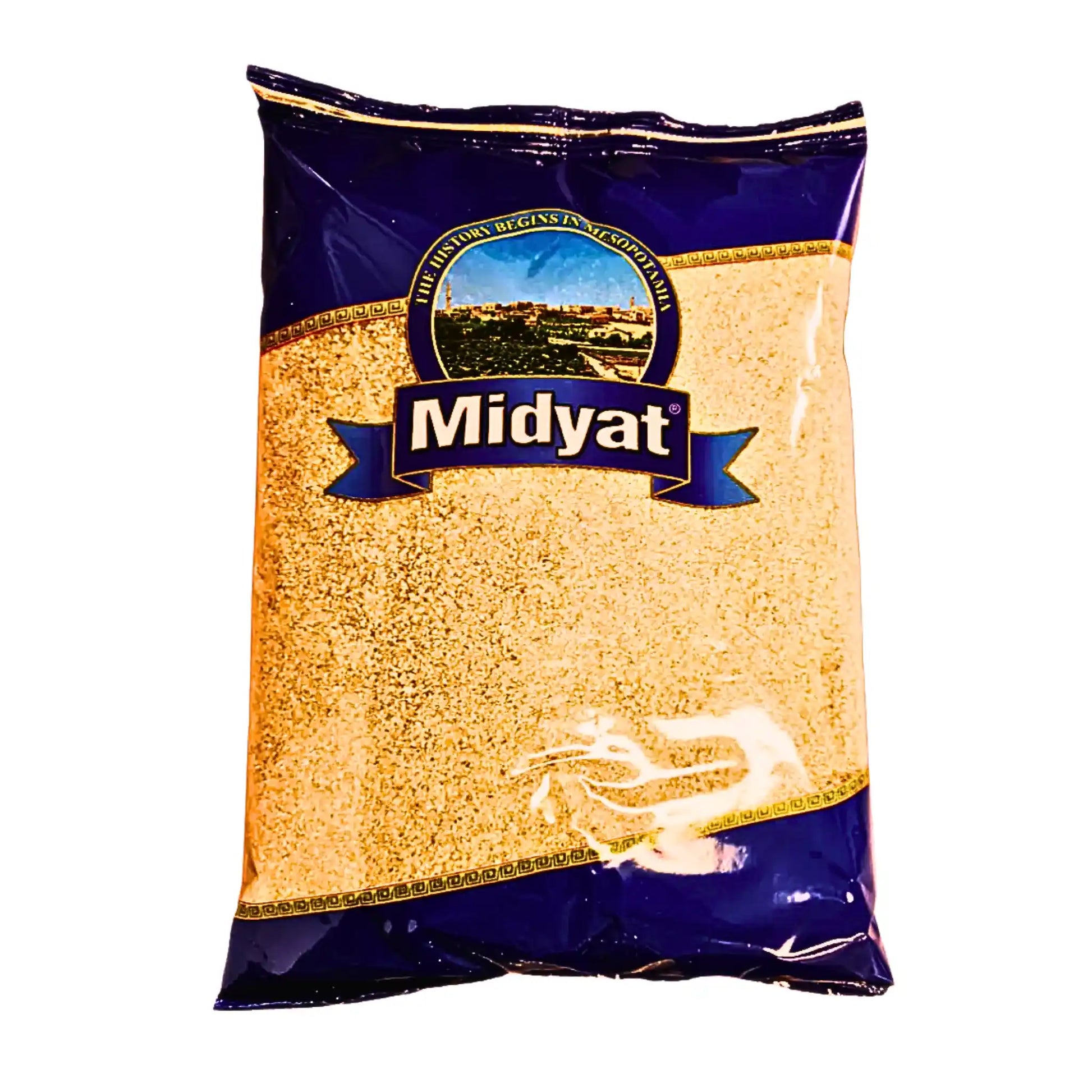 Midyat bulgur köftelik hieno 900g sinisessä ja keltaisessa pakkauksessa, itäinen elintarvike