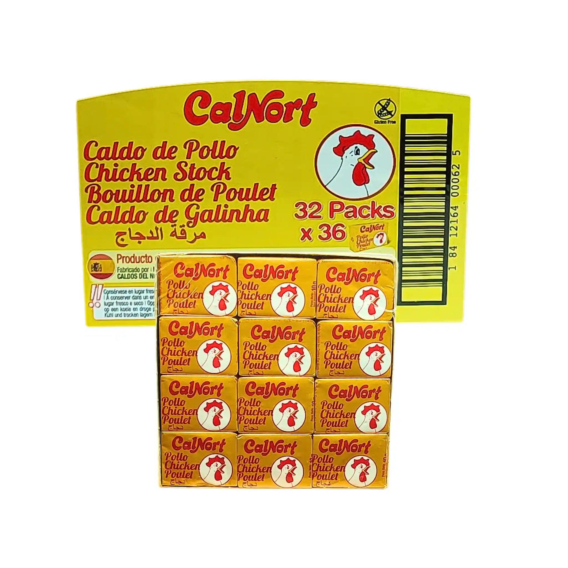 CalNort kanaliemikuutioita keltaisessa pakkauksessa, 32x36-pack, kanaliemikuutiot