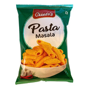Påse med Chheda's Pasta Masala, krispig snacks med kryddor, orientaliska smaker.
