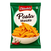 Chheda’s pasta masala i grön påse med pasta i skål