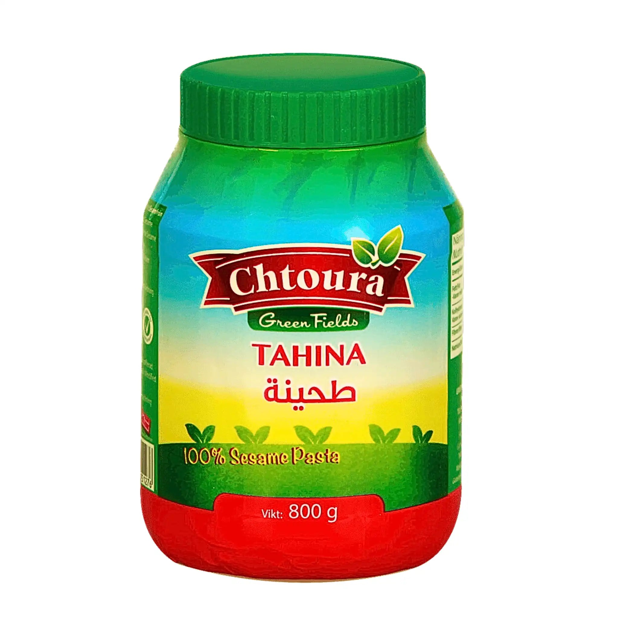 Chtoura tahina-siemenpastapurkki 800 g, värikäs etiketti, itäinen ruoka.