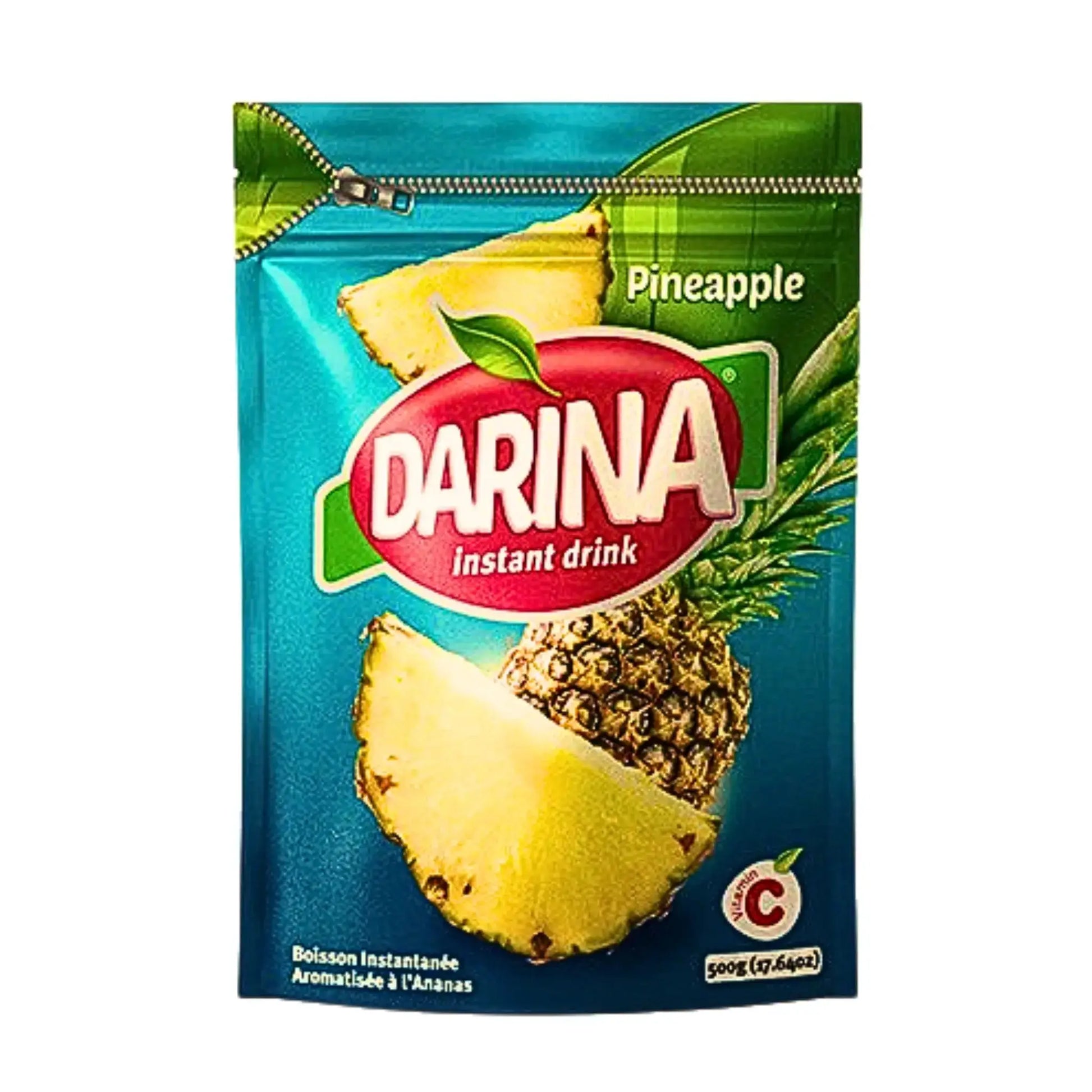 Darina-ananasmehujauhe sinisessä pakkauksessa ananakuvioilla, 500 g jauhetta.