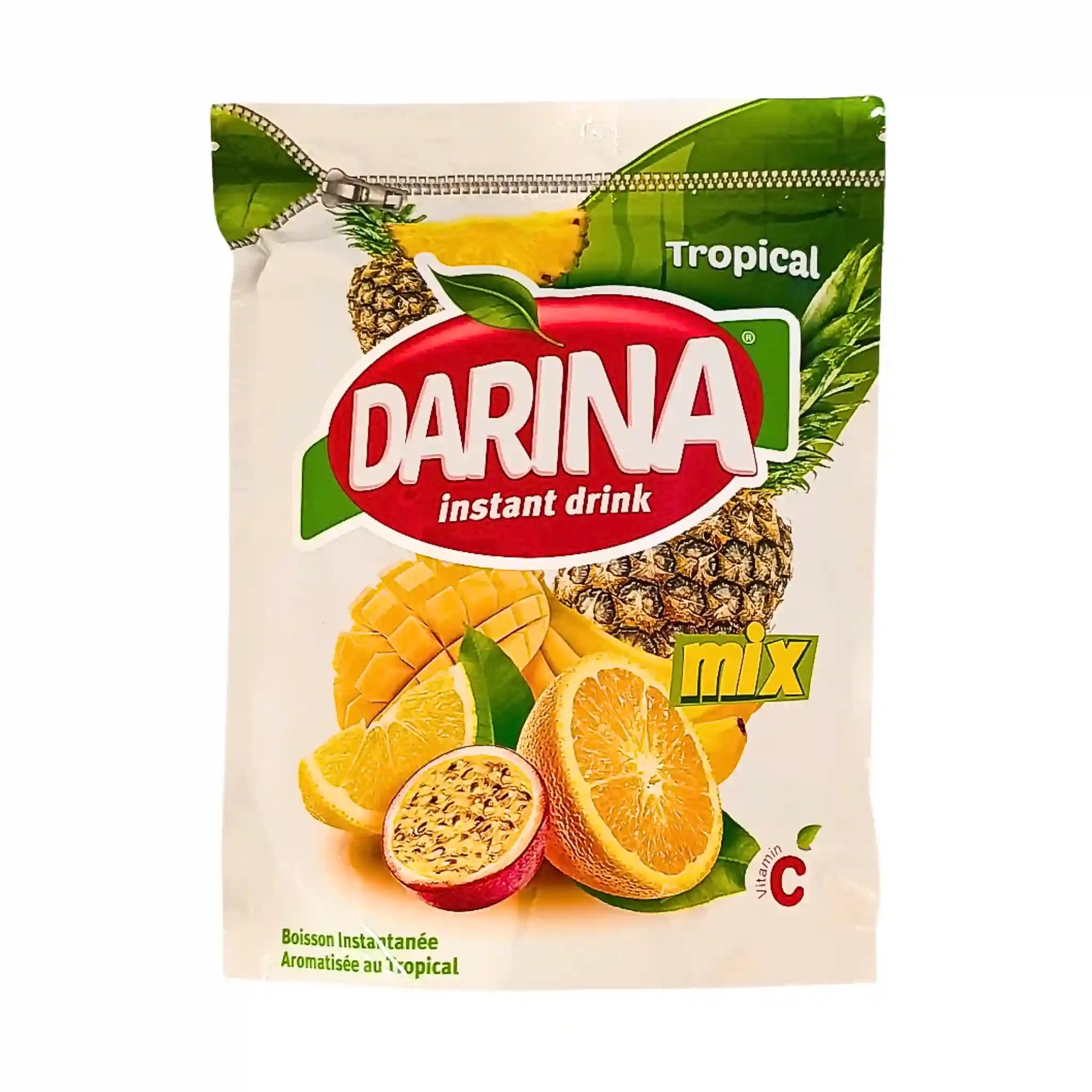 Darina Tropical mehu-jauhe ananasta, appelsiinia, passionhedelmää ja mangoa sisältävänä valkoisessa pakkauksessa