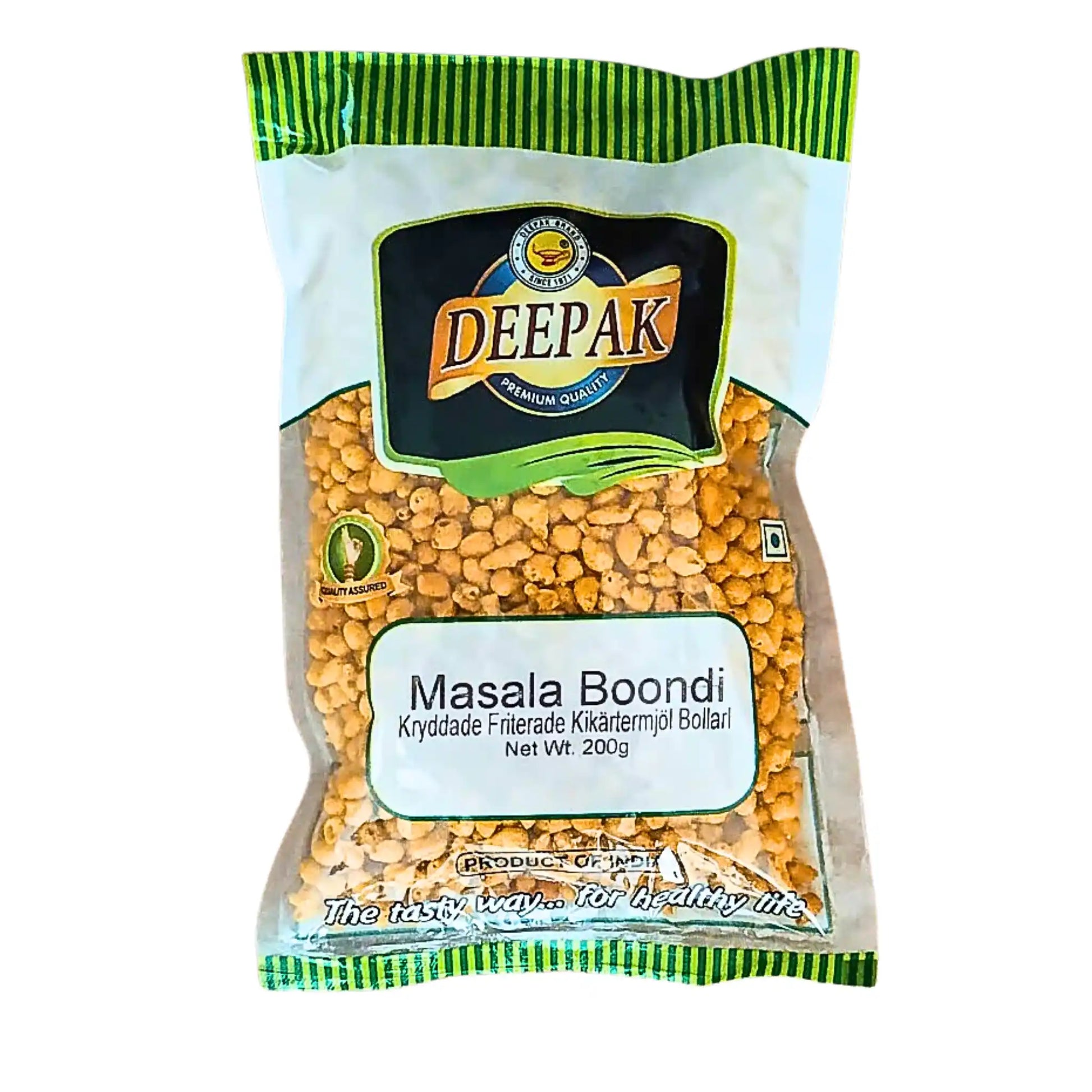 Pussi Masala Boondia, maustettuja friteerattuja herneen jauhopalloja, 200 g itämainen välipala.