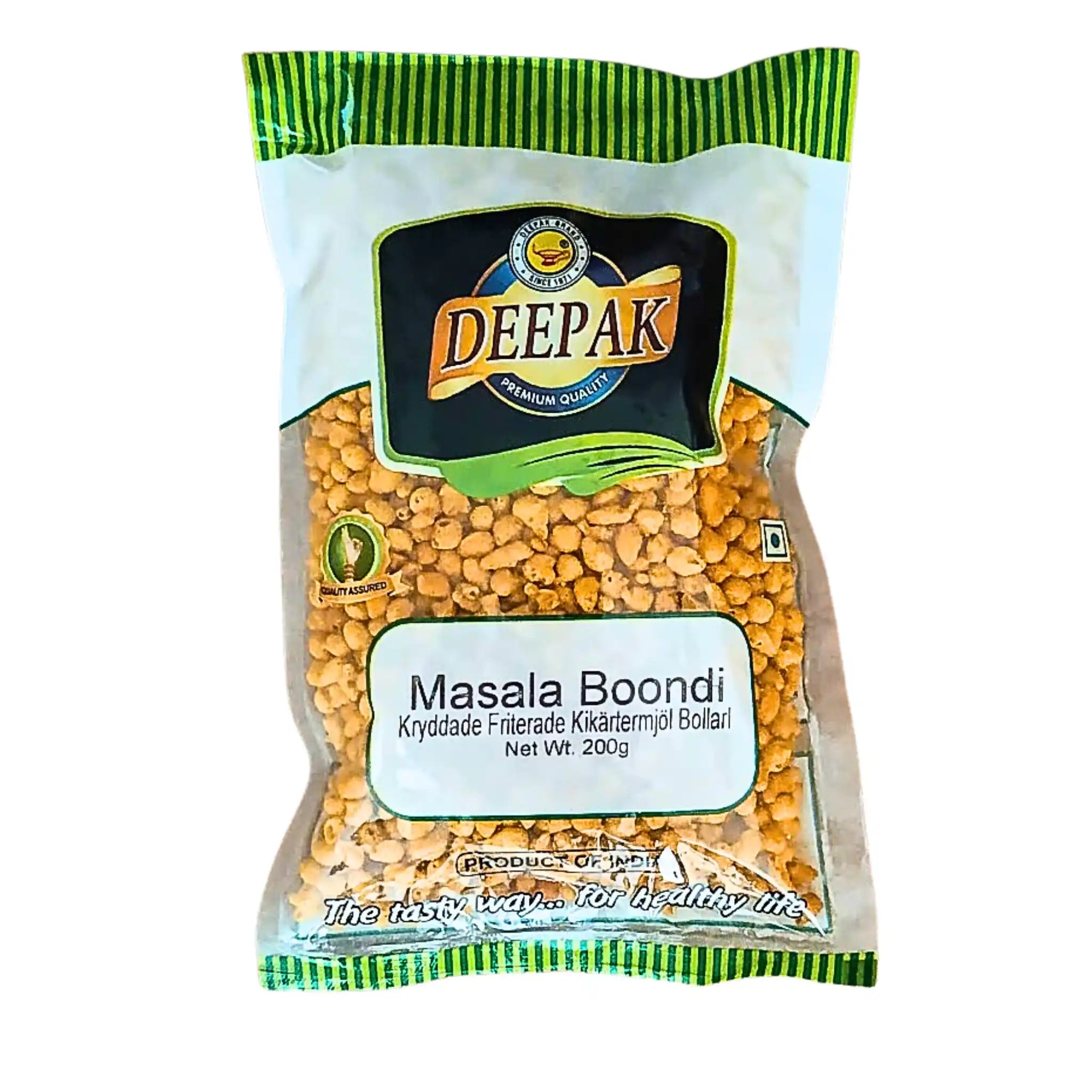 Pussi Masala Boondia, maustettuja friteerattuja herneen jauhopalloja, 200 g itämainen välipala.