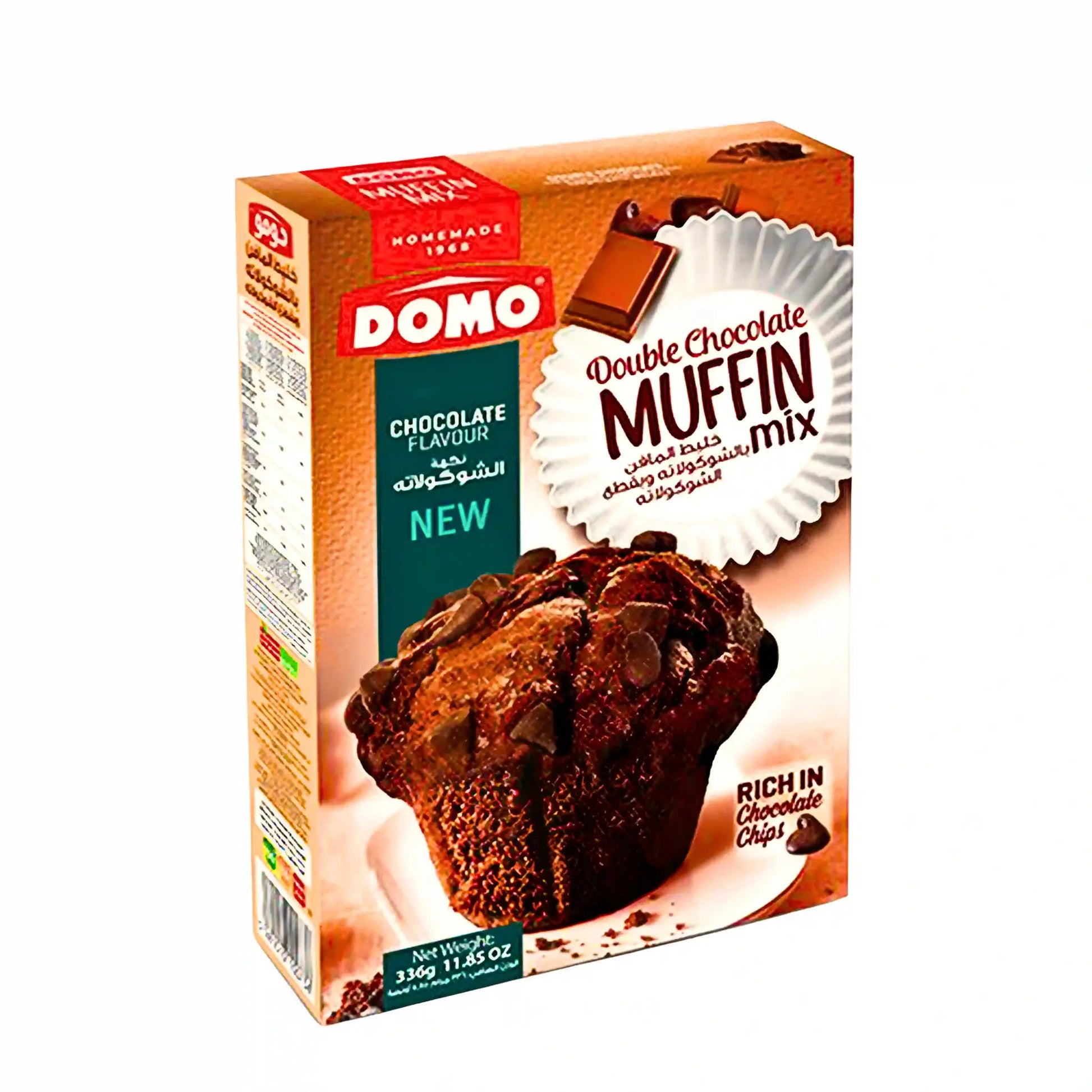 Domo kaksoiskakun muffinseikka 336 g meheville suklaamuffineille suklaapaloilla.