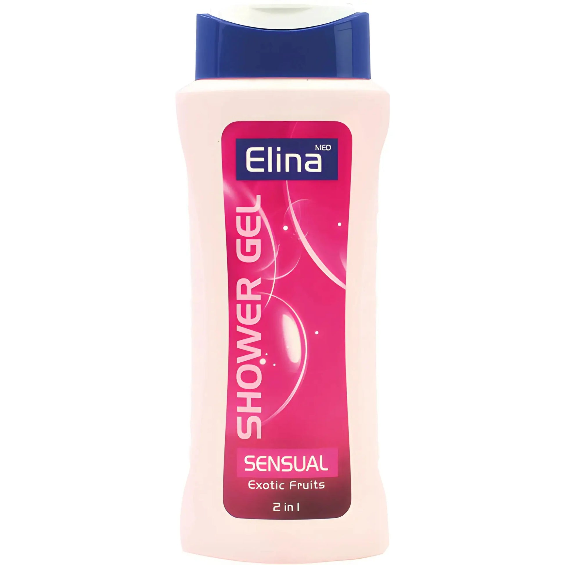 Elina Sensual suihkugeeli 2-in-1 eksoottisilla hedelmillä, vaaleanpunainen pullo, hygieniatuote