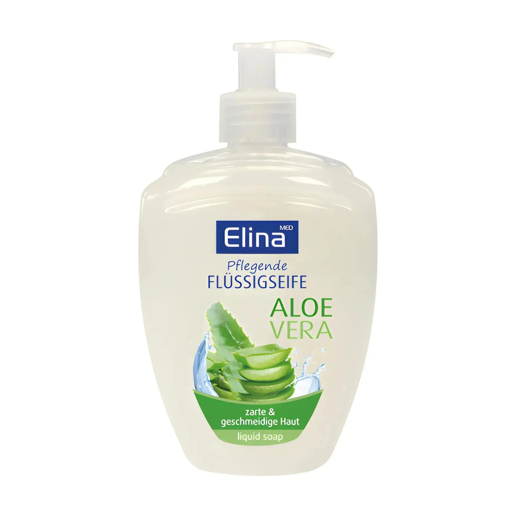 Neste saippua pumpulla, aloe vera, 500 ml, läpinäkyvä pullo vihreällä etiketillä.