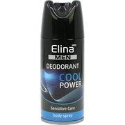 Elina Men -deodoranttisuihku Cool Power musta pullo, sensitive care, varteen spray miehille