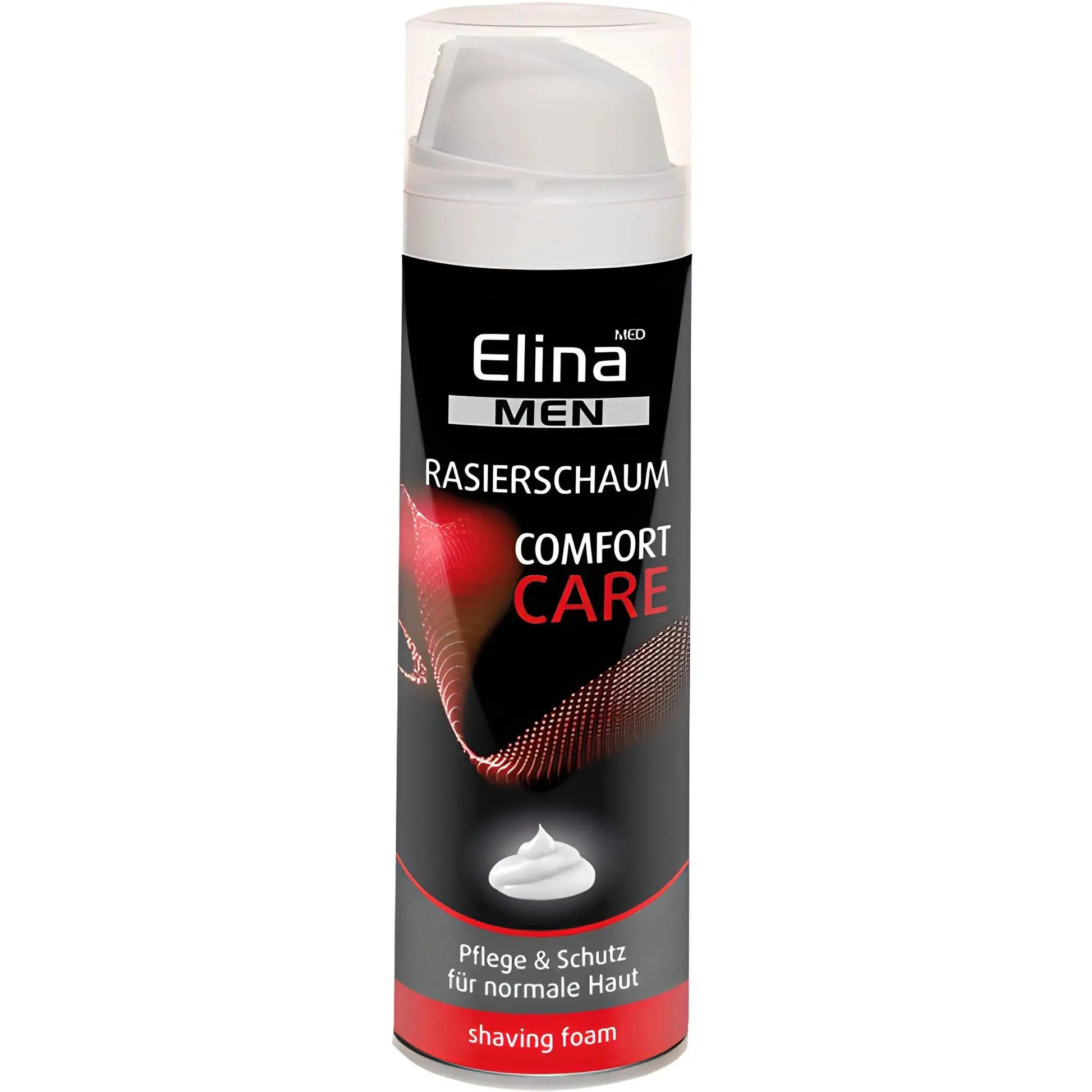 Elina Men partavaahdo Comfort Care normaaleille ihoille, musta ja punainen pakkaus.