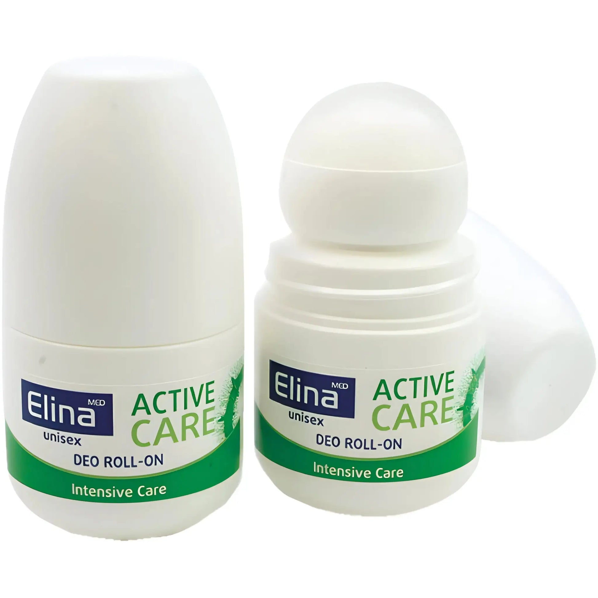Elina Active Care unisex-deodorantti rullalla, valkoinen pakkaus, lähikuva