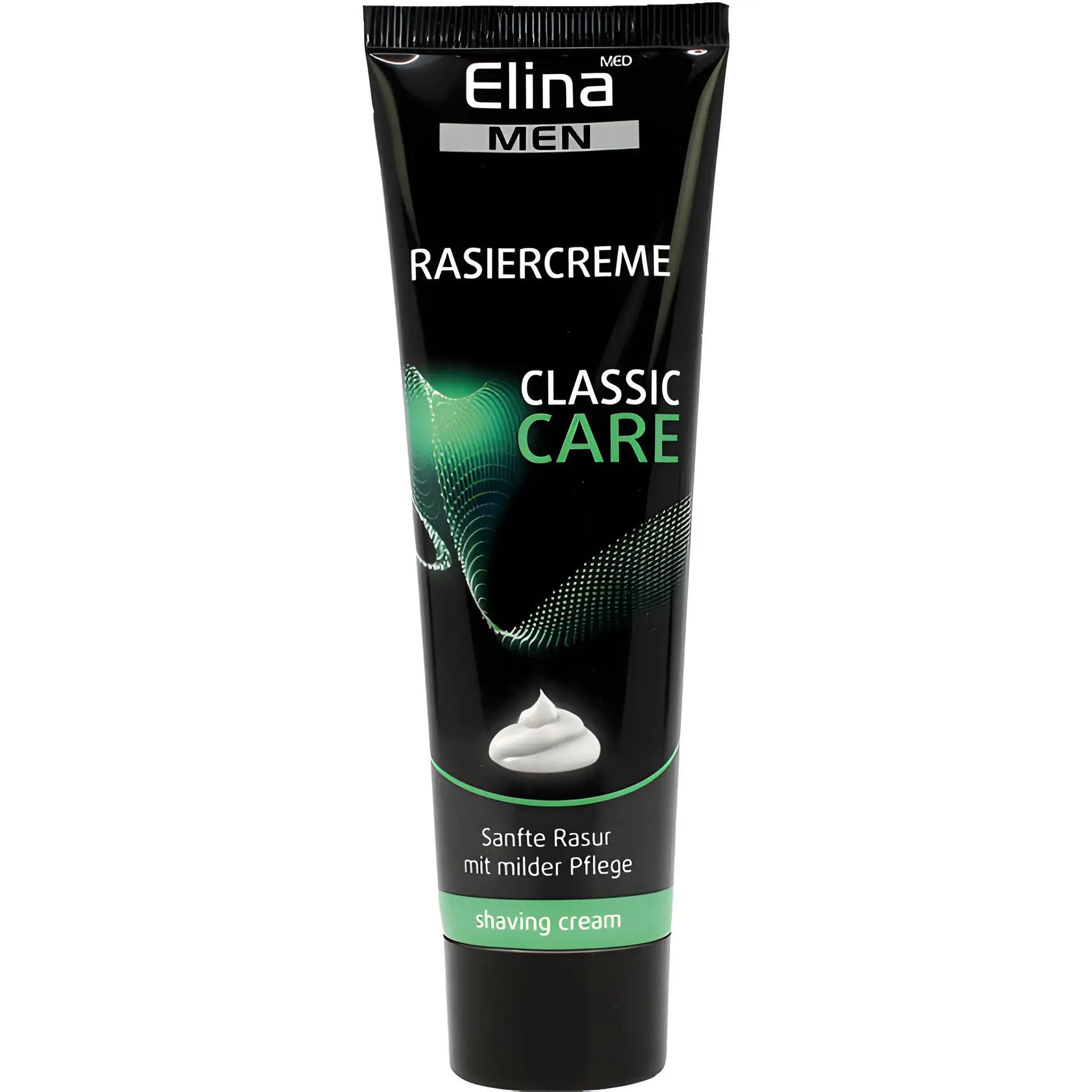 Elina Men -partavahdo putki, musta vihreällä designilla, classic care -mieto partahöyhen miehiä varten