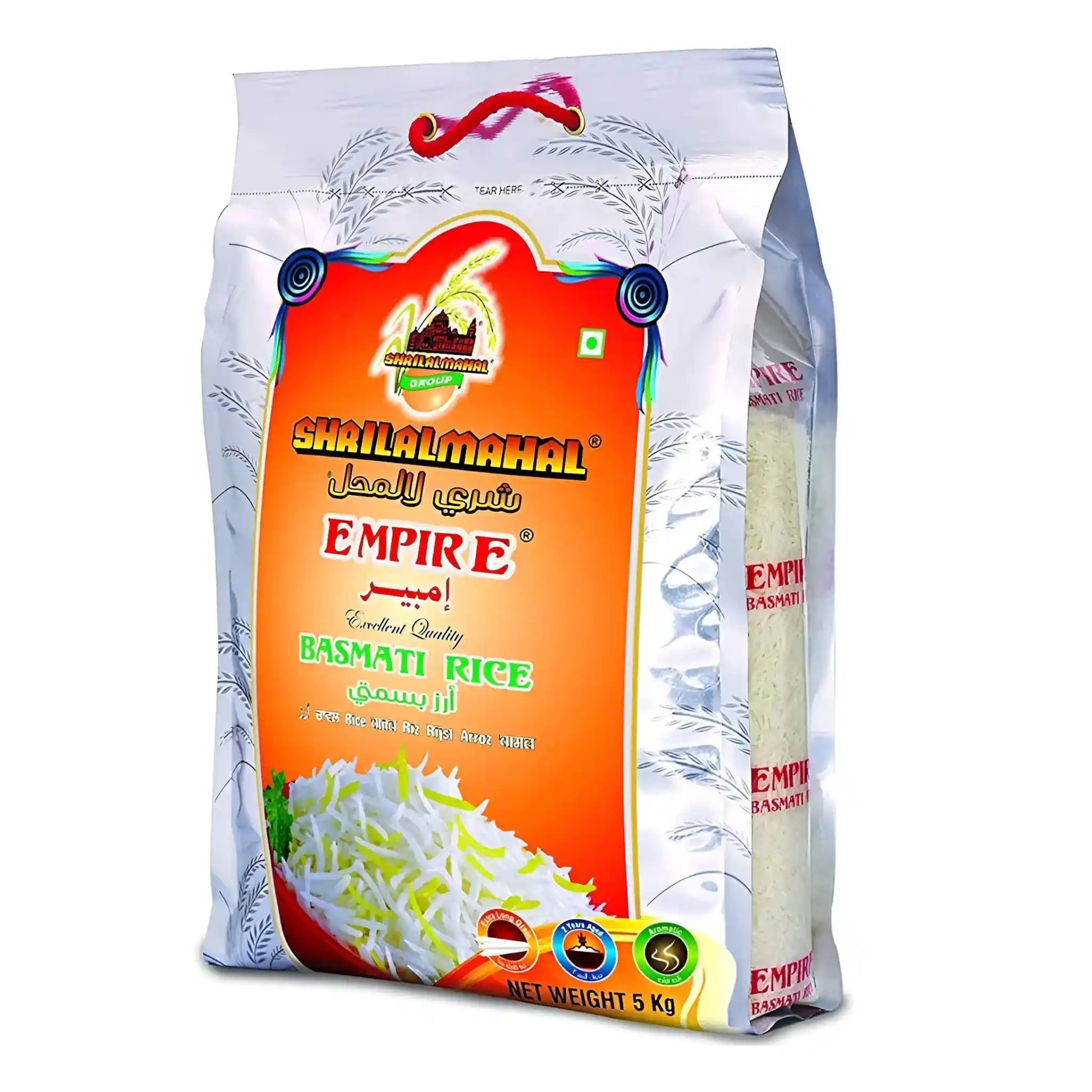 Empire Basmati riisi 5 kg pakkaus, valkoinen pitkäveteinen riisi, itämaiset elintarvikkeet