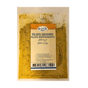 Falafel-maustesekoitus muovipakkauksessa, itämaista maustetta 60 g, valkoinen tausta
