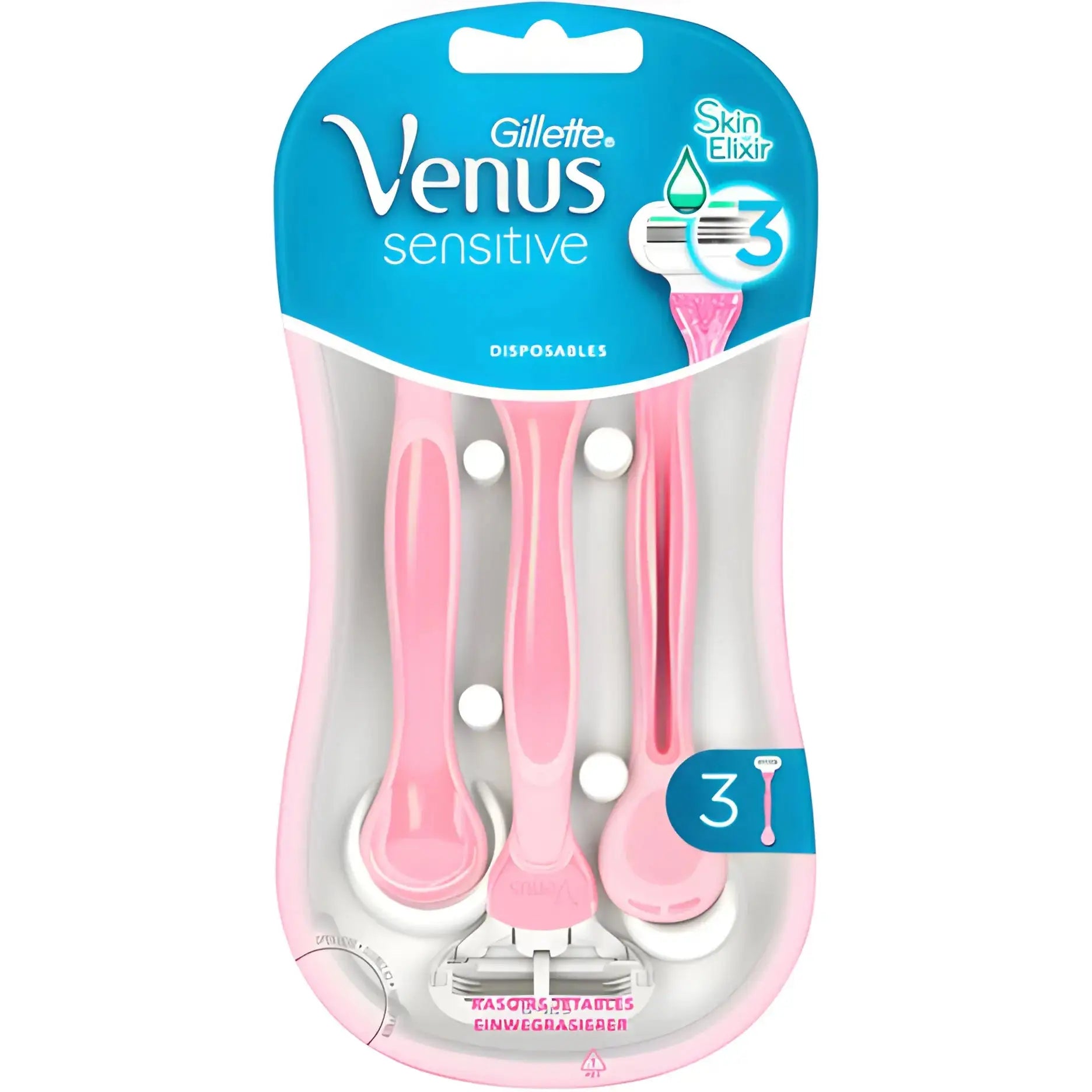 Gillette Venus Sensitive -kertakäyttöiset partaveitset, vaaleanpunaiset, 3 kpl, herkälle iholle