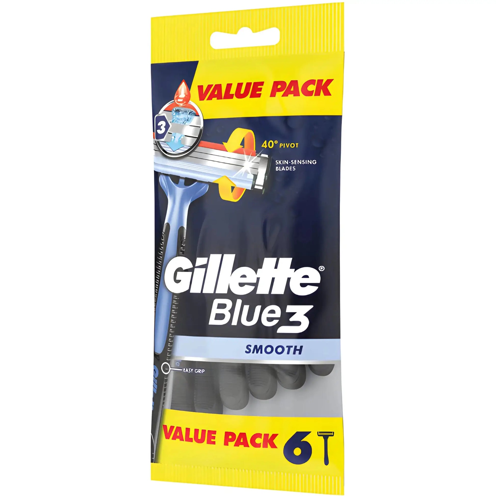 Gillette Blue3 -partaveitsen arvo 6 kpl:n pakkaus, klassiset kertakäyttöiset partaveitset