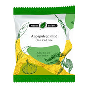 Anbapulver Mild 50 g i grönvit påse med gröna bladmotiv och logotypen Gröna Bladet.