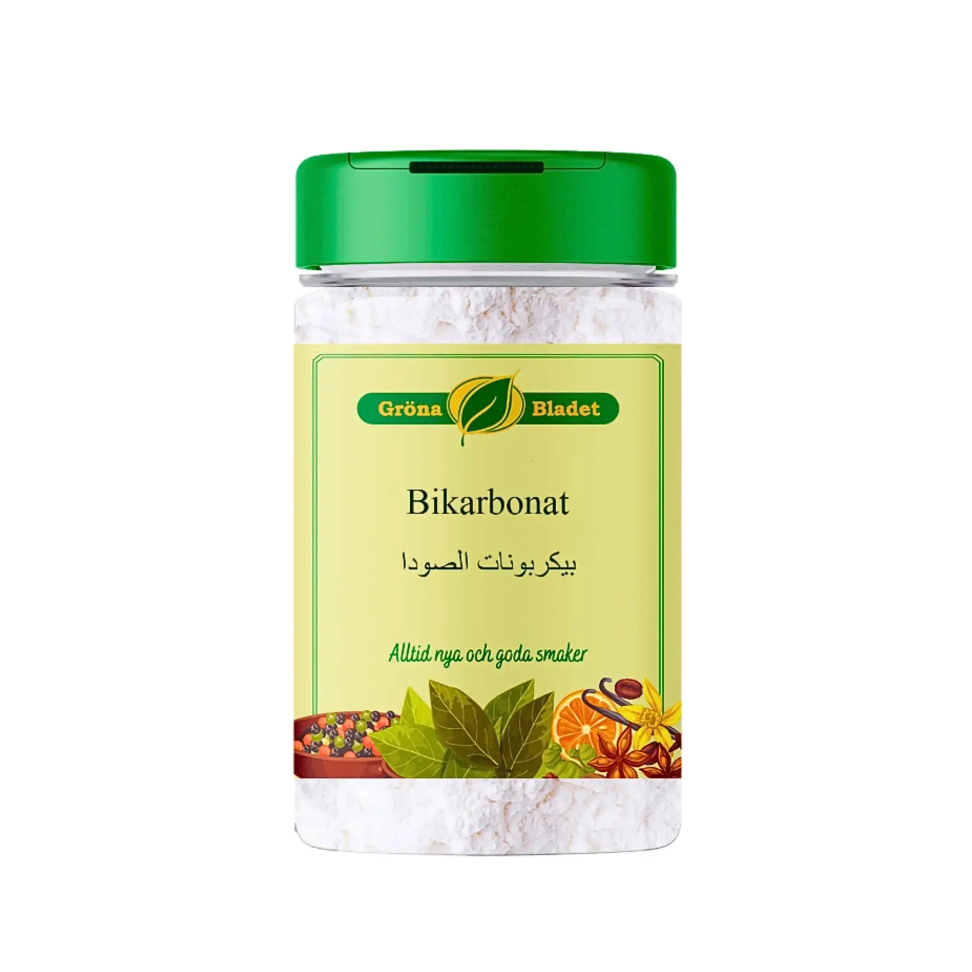 Vedenvaahdottaja 250g muovipurkissa vihreällä kannella, etiketissä itämaisia mausteita.