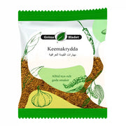 Pussi Keema-maustetta 40g, itämainen maustesekoitus, valkosipuli- ja pippurikuvaus pakkaus.