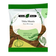 Gröna Bladetin Tikka Masala -maustepussi, 40 g, valko-vihreä pakkaus maustekuvioilla.