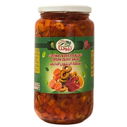Purkki vihreää oliivisalaattia, paprikaa ja porkkanaa, itämaista ruokaa, 850g