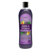 Gunry Bath & Shower -pullo mustikka ja avokado 700 ml, lila design kylpyyn ja suihkuun.