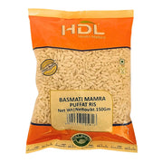 Pakkaus HDL Basmati Mamra puffattua riisiä 150 g, itämaisia perustarvikkeita.