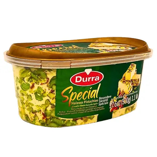 Durra special halawa pistaasipähkinöitä 500 g muovipurkki, itämainen jälkiruoka pistaasipähkinöillä