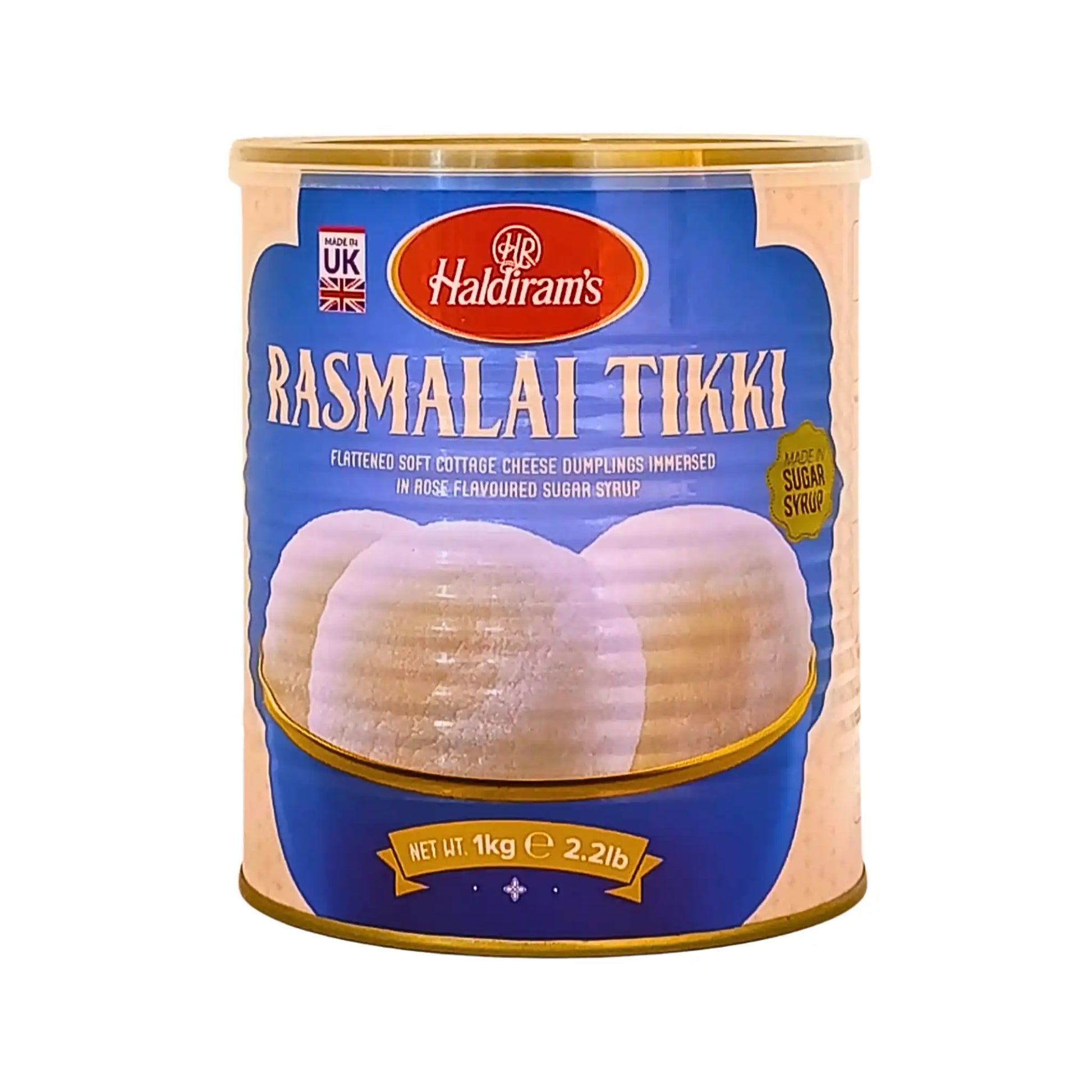Rasmalai Tikki 1kg säilyke, intialainen jälkiruoka purkissa, makea maidon jälkiruoka, itämaiset herkut