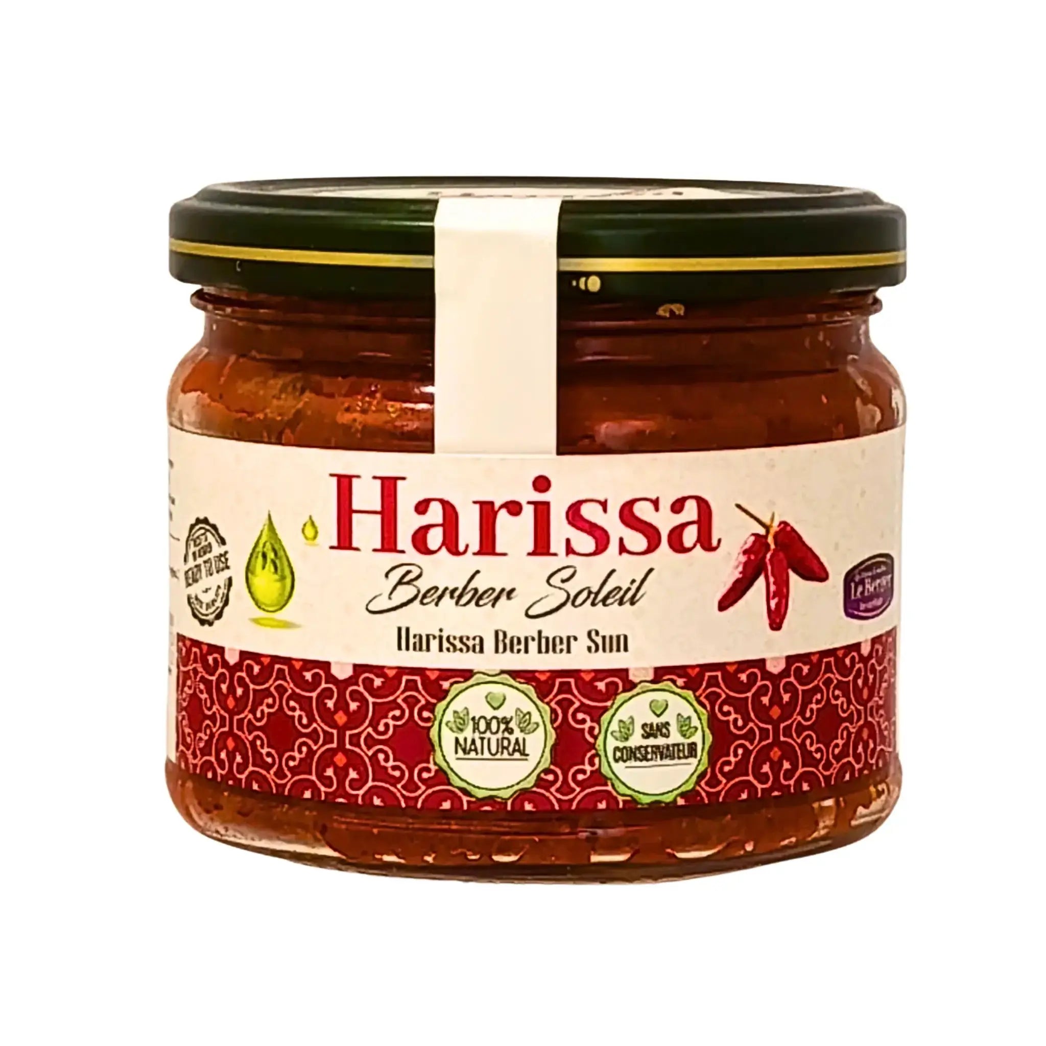 Lasipurkki Harissa Berber Soleil, vahva pohjoisaafrikkalainen chilikastike, 280g, itämaista ruokaa.
