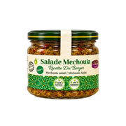 Glasburk med Le Berger Salade Mechouia, tunisisk grillsallad i gröna etikett