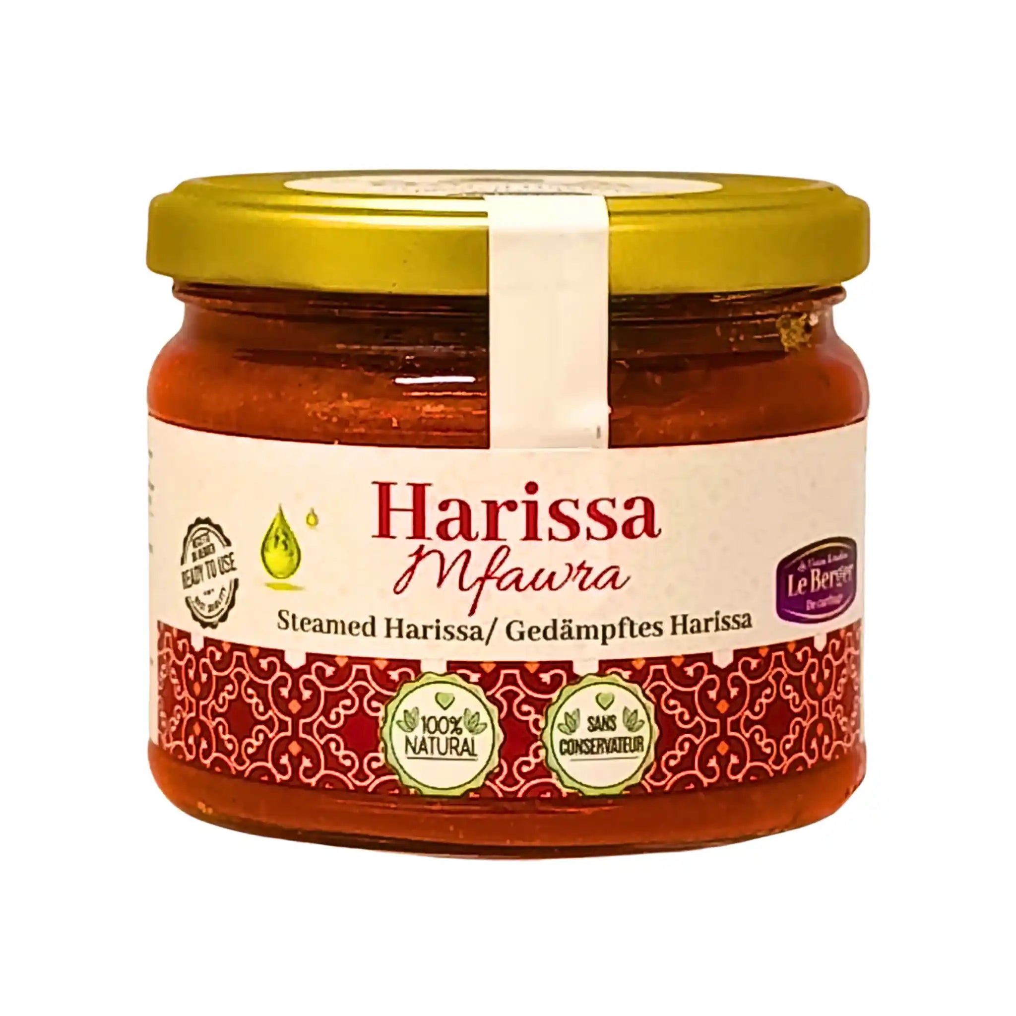 Purkki Harissa Mfawra-chilipastaa, kultainen kansi, itämaiset mausteet, 280g