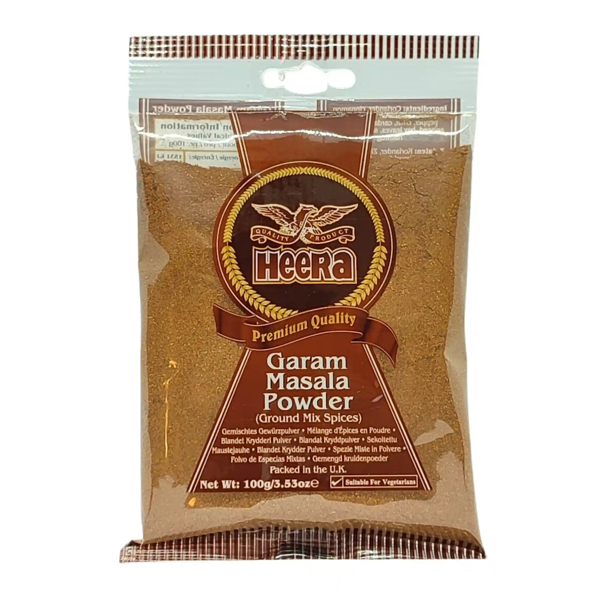 Heera Garam Masala -maustesekoitus 100 g läpinäkyvässä pakkauksessa, intialaisia mausteita verkossa