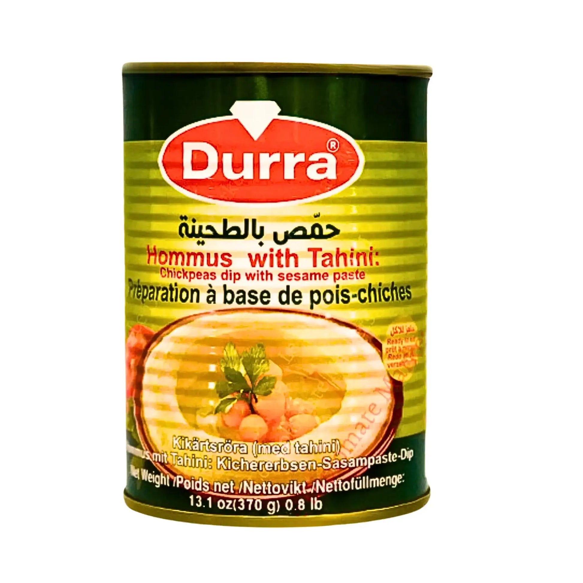 Purkki hummusta tahinilla, 370 g, itämaista ruokaa.