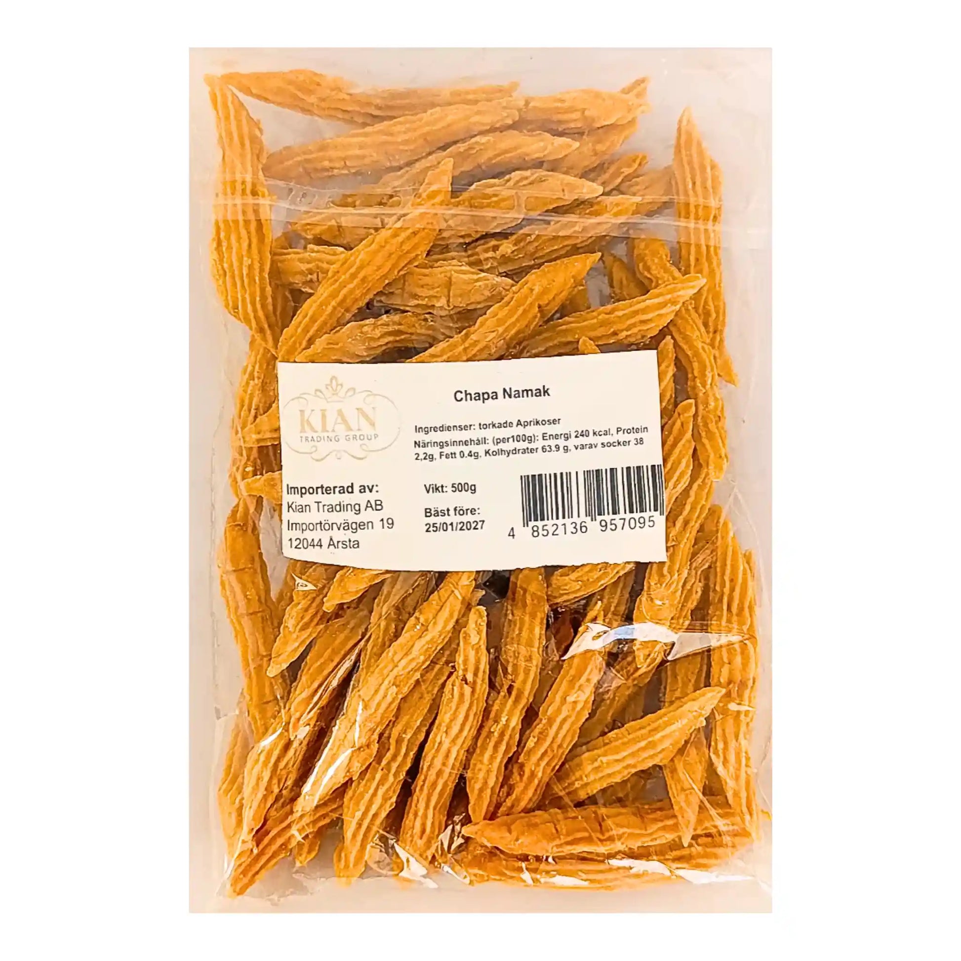 Pussi iranilaisia kuivattuja aprikooseja Chapa Namak, itäinen hedelmä, 500g