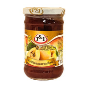 Lasipurkki iranilaista kvittenimarmeladia 350g, hedelmät ja etiketti näkyvissä pakkauksessa.