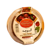 Iranilainen kuivattu luumu Lavashak pyöreässä muovi-pakkauksessa, etiketissä luumukuvio.