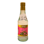 Dornnooshin iranilaisen ruusunveden pullo 500 ml, jossa on vaaleanpunainen ja keltainen etiketti valkoista taustaa vasten.