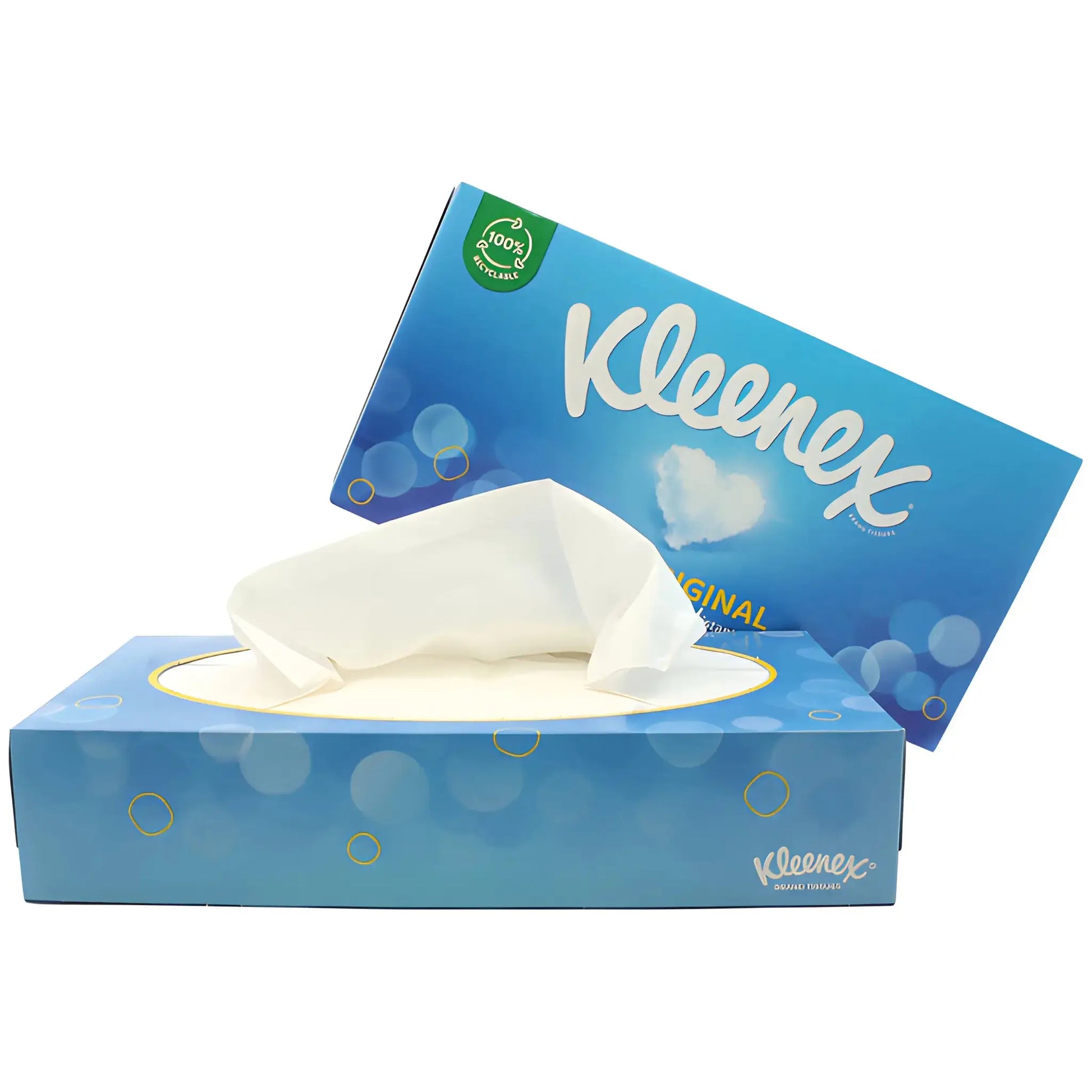 Kleenex alkuperäiset kasvopaperit sinisessä pakkauksessa, pehmeät paperipyyhkeet kotiin.
