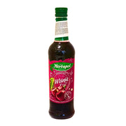 Pullon kirsikkasiirappia, punainen etiketti kirsikoilla, vihreä korkki, 420 ml.